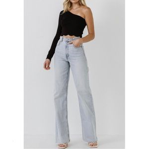 Endless Rose Black One-Shoulder Crop Top